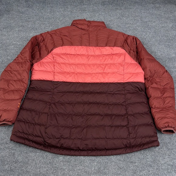 LL Bean Jacket Women 2X Red Orange Pink Colorblock Down Puffer 650 Ultralight - Picture 10 of 11